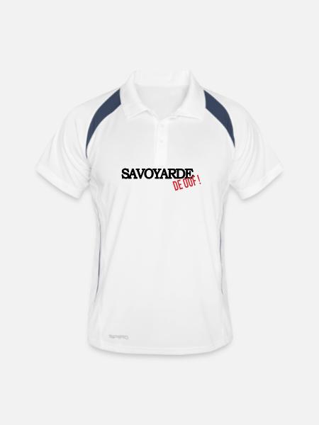 Savoyarde de ouf (noir) - Polo respirant Homme - blanc/marine - Devant
