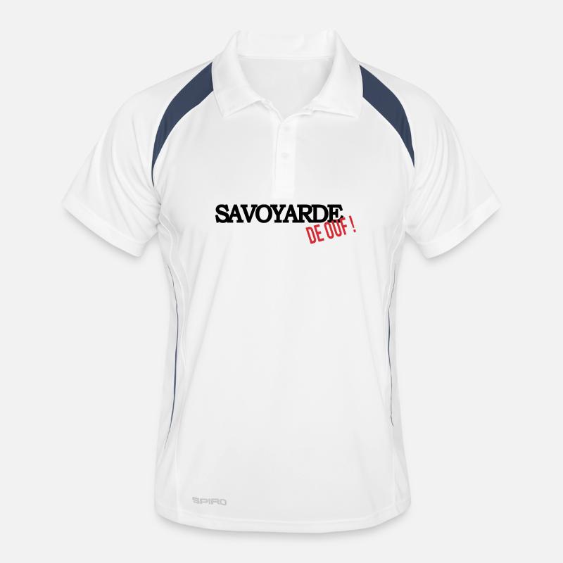 Savoyarde de ouf (noir) - Polo respirant Homme - blanc/marine