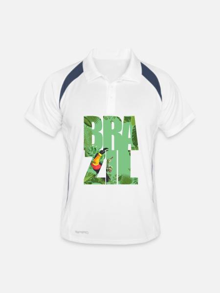 Brésil - Polo respirant Homme - blanc/marine - Devant