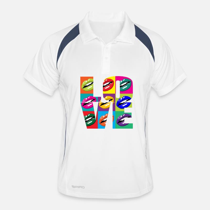 Multicolored Pop Art Lips - Men's Polo breathable - white/navy