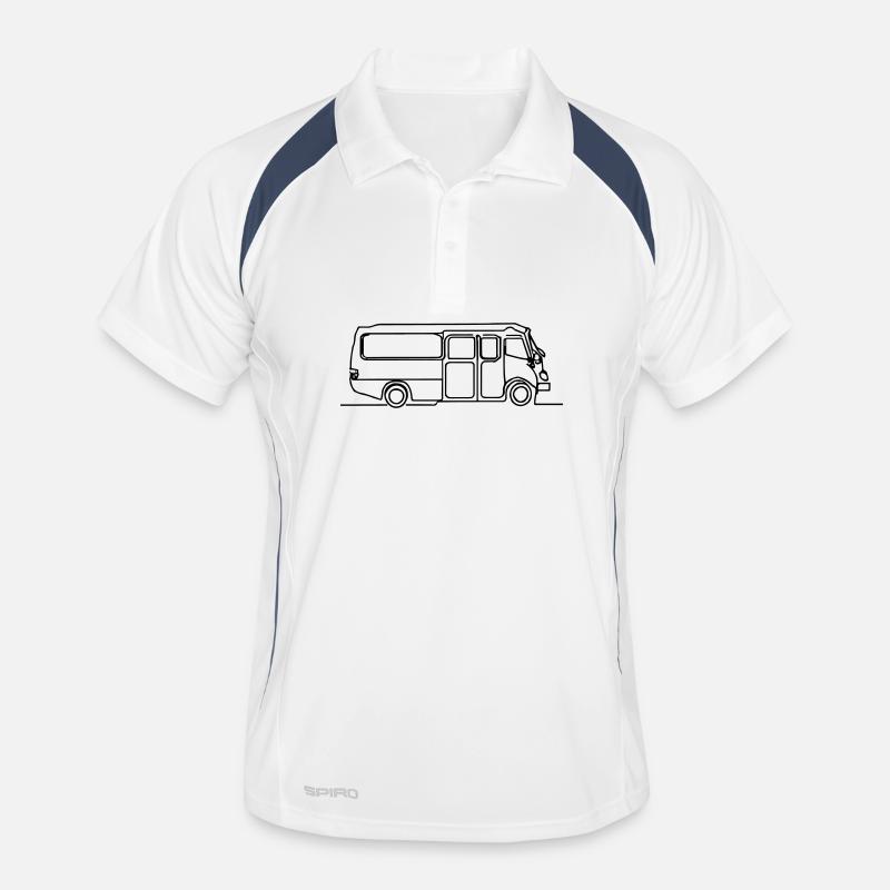 Dessin animé de bus - Polo respirant Homme - blanc/marine