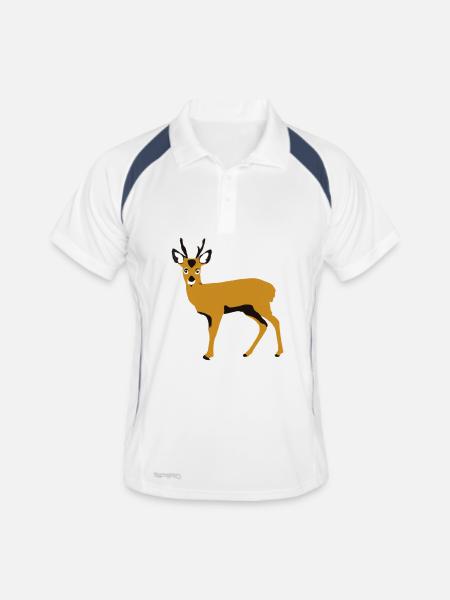 Cerf stylisé orange - Polo respirant Homme - blanc/marine - Devant