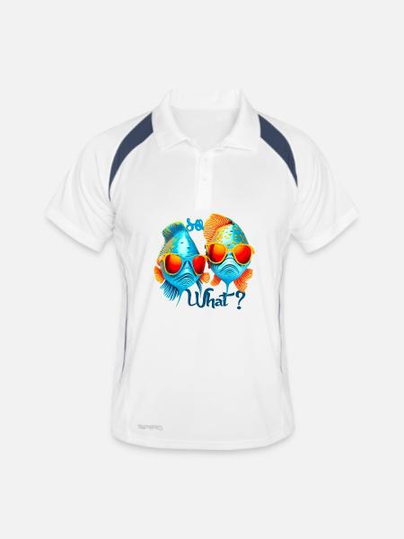 Poissons colorés avec des lunettes de soleil - Polo respirant Homme - blanc/marine - Devant