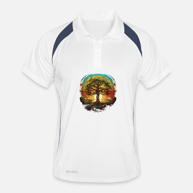 Chemise de l’Arbre de Vie dans la Nature du Coucher de Soleil Polo respirant Homme