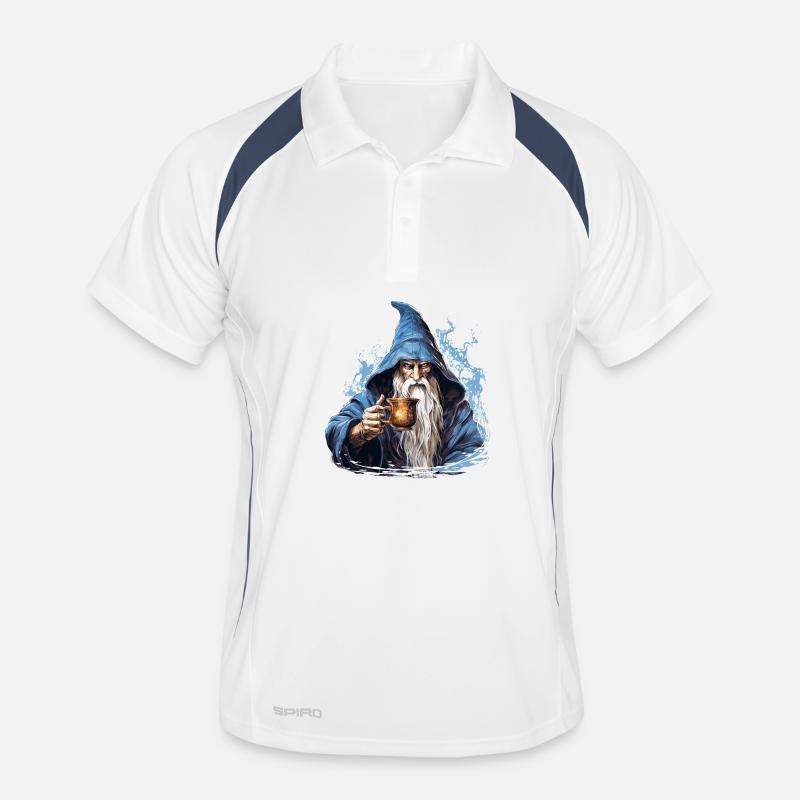 Fantasy Magier Mit Kaffee RPG Shirt Männer Polo atmungsaktiv