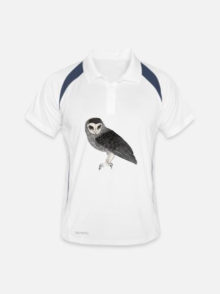 Illustration: Fleckenrußeule - Männer Polo atmungsaktiv - Weiß/Navy - Vorne