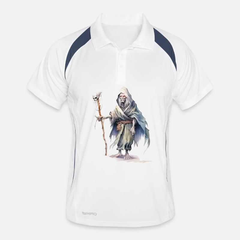 Necromancer with cloak and skull staff Men's Polo breathable