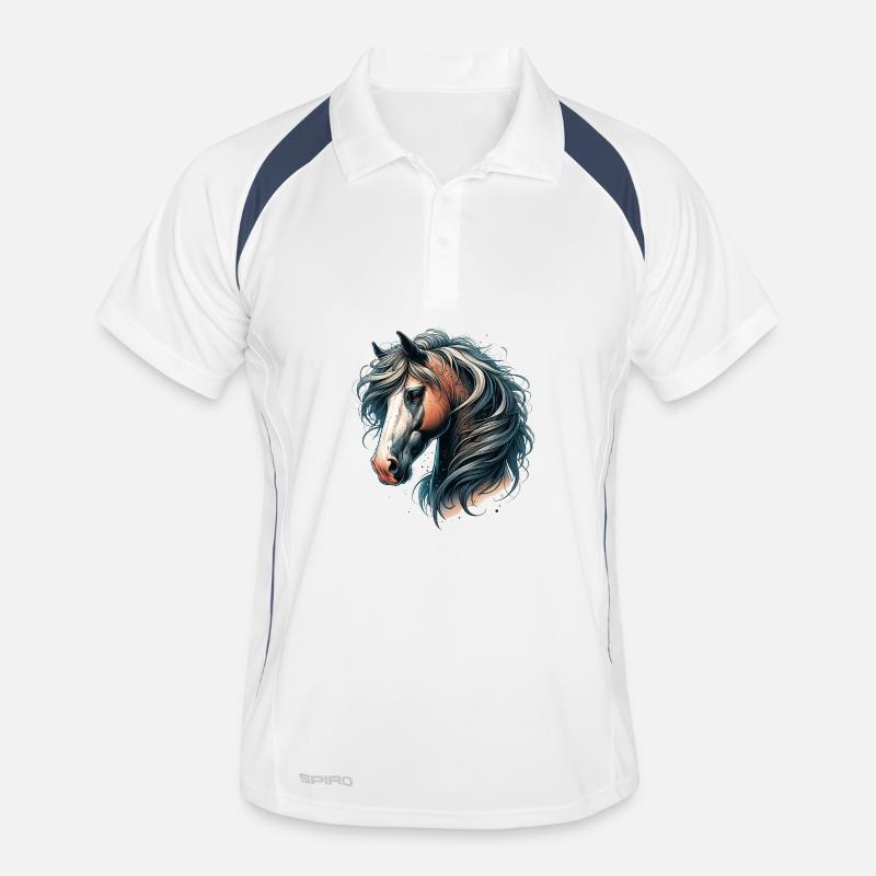 Horse head with flowing mane Men's Polo breathable