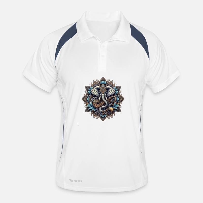Elephant mandala in steampunk style - Men's Polo breathable - white/navy
