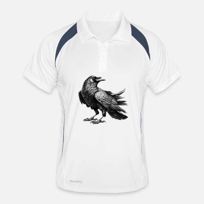 Schwarzweiß Raben Illustration Männer Polo atmungsaktiv