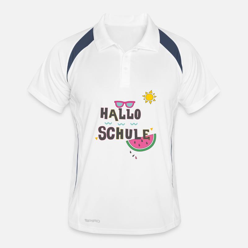 Hallo Schule, Einschulung - Männer Polo atmungsaktiv - Weiß/Navy