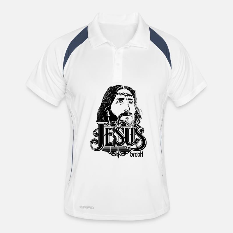 Jesus Head with Writing 2 - Men's Polo breathable - white/navy