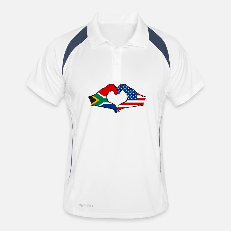 Afrique du Sud États-Unis drapeau mains forme de coeur Polo respirant Homme