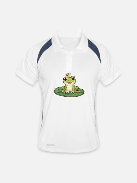 Prince Grenouille sur le Nénuphar - Polo respirant Homme - blanc/marine - Devant