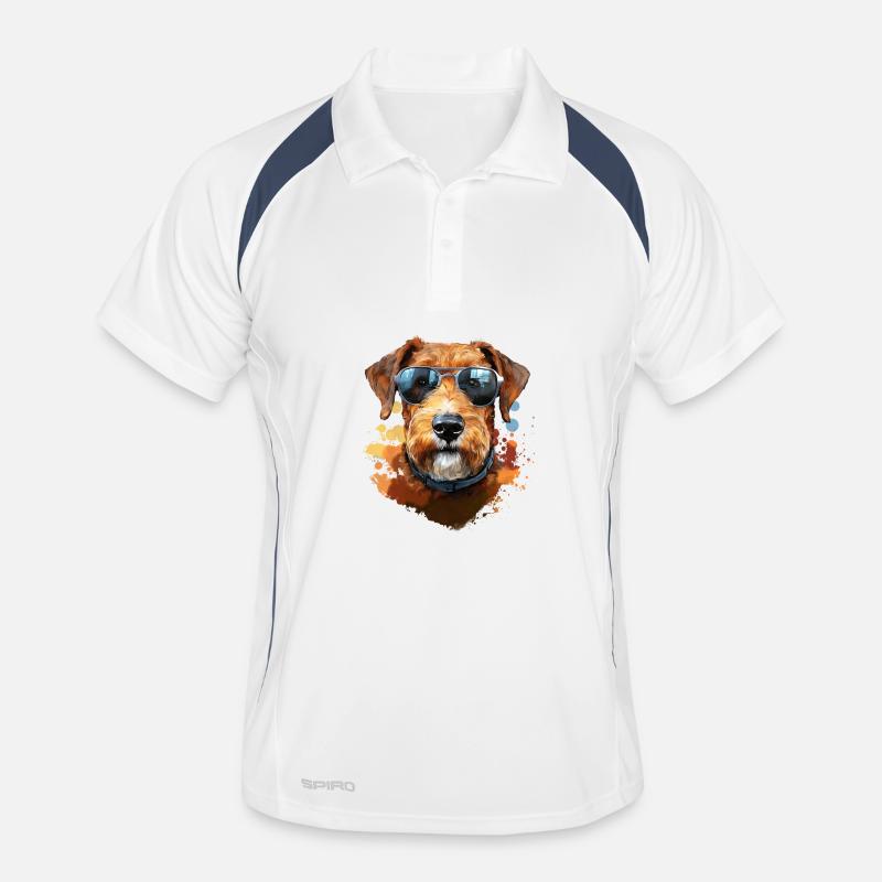 Airedale Terrier mit Sonenbrille Männer Polo atmungsaktiv
