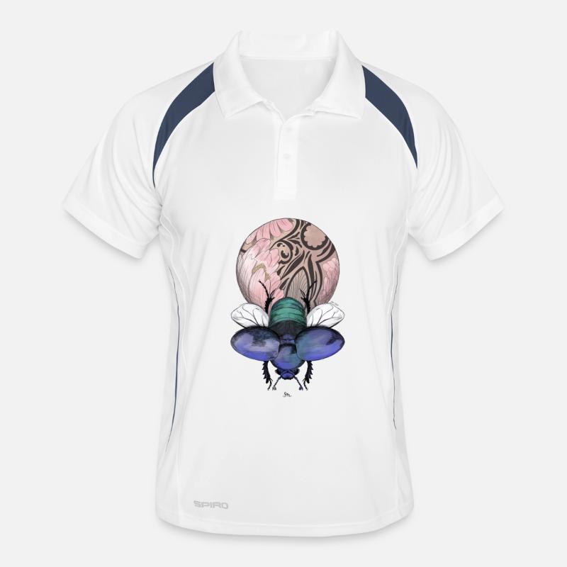 Skarabäus mit Wunderkugel - Männer Polo atmungsaktiv - Weiß/Navy
