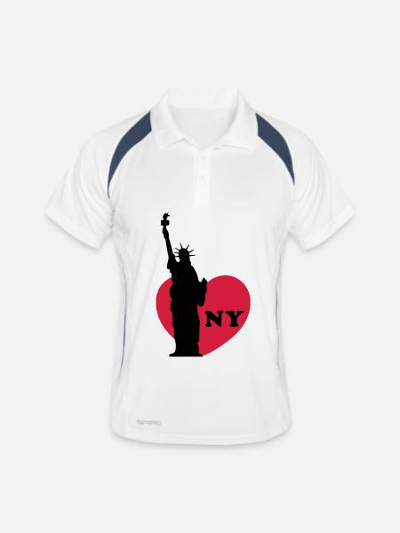 new york - Männer Polo atmungsaktiv - Weiß/Navy - Vorne