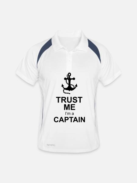 kapitän captain - Männer Polo atmungsaktiv - Weiß/Navy - Vorne