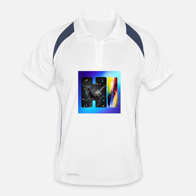 Schwarze Splatter-Abstraktion - Männer Polo atmungsaktiv - Weiß/Navy