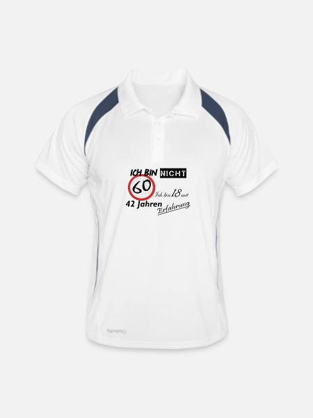 60-Sekunden Timer Design - Männer Polo atmungsaktiv - Weiß/Navy - Vorne