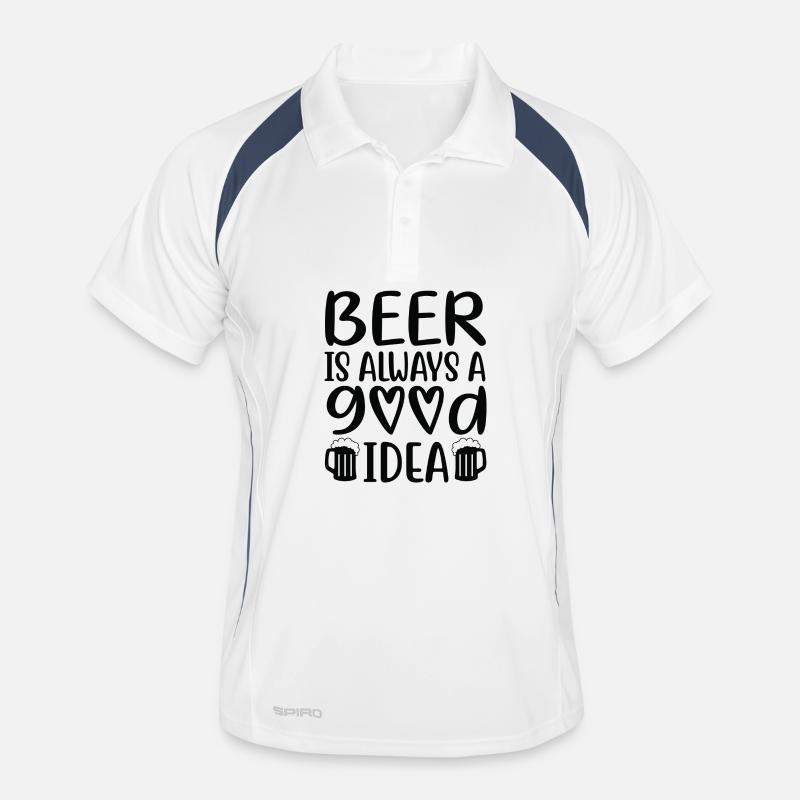 Beer Is Always Good Idea Spruch - Männer Polo atmungsaktiv - Weiß/Navy