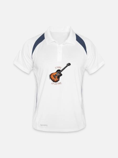 Ich liebe die Gitarre - Männer Polo atmungsaktiv - Weiß/Navy - Vorne