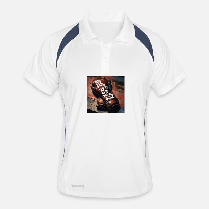 Kampfgeist auf Boxhandschuh - Männer Polo atmungsaktiv - Weiß/Navy