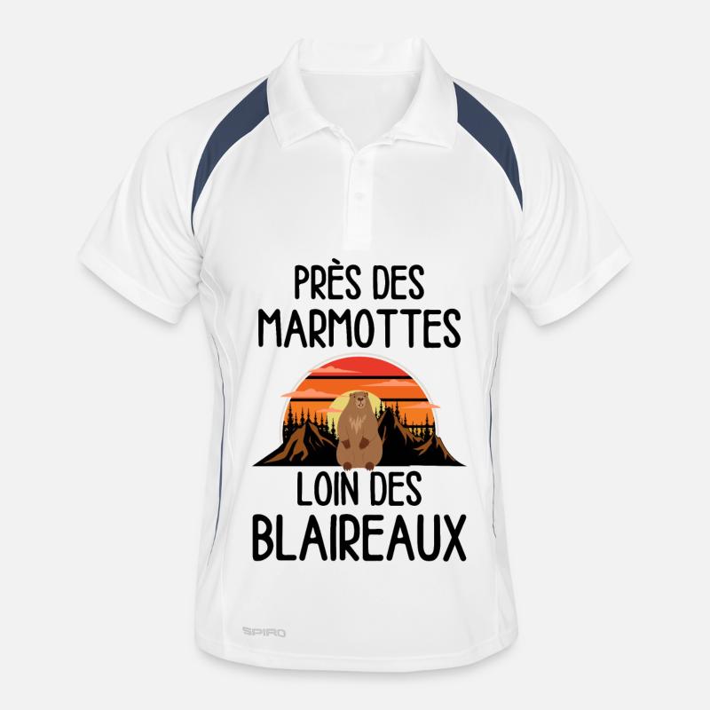 Marmotte au coucher de soleil - Polo respirant Homme - blanc/marine