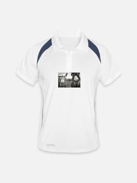 1200 Esel_Dudes - Männer Polo atmungsaktiv - Weiß/Navy - Vorne
