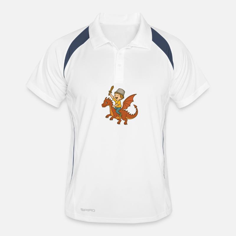 Junge Drachenritter mit Schwert Männer Polo atmungsaktiv