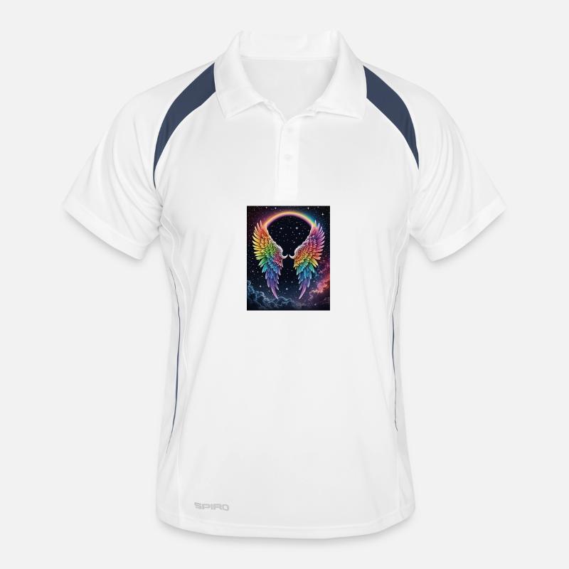 Regenbogenflug im Kosmos - Männer Polo atmungsaktiv - Weiß/Navy
