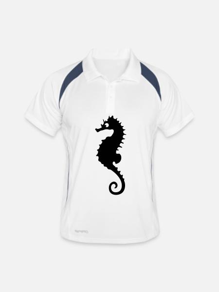 hippocampe - Polo respirant Homme - blanc/marine