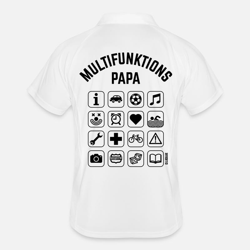Multifunktions Papa (16 Icons) - Männer Polo atmungsaktiv - Weiß/Navy