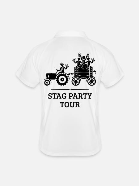 Stag Party Tour With Tractor And Beer Barrel (B) - Men's Polo breathable - white/navy - Back