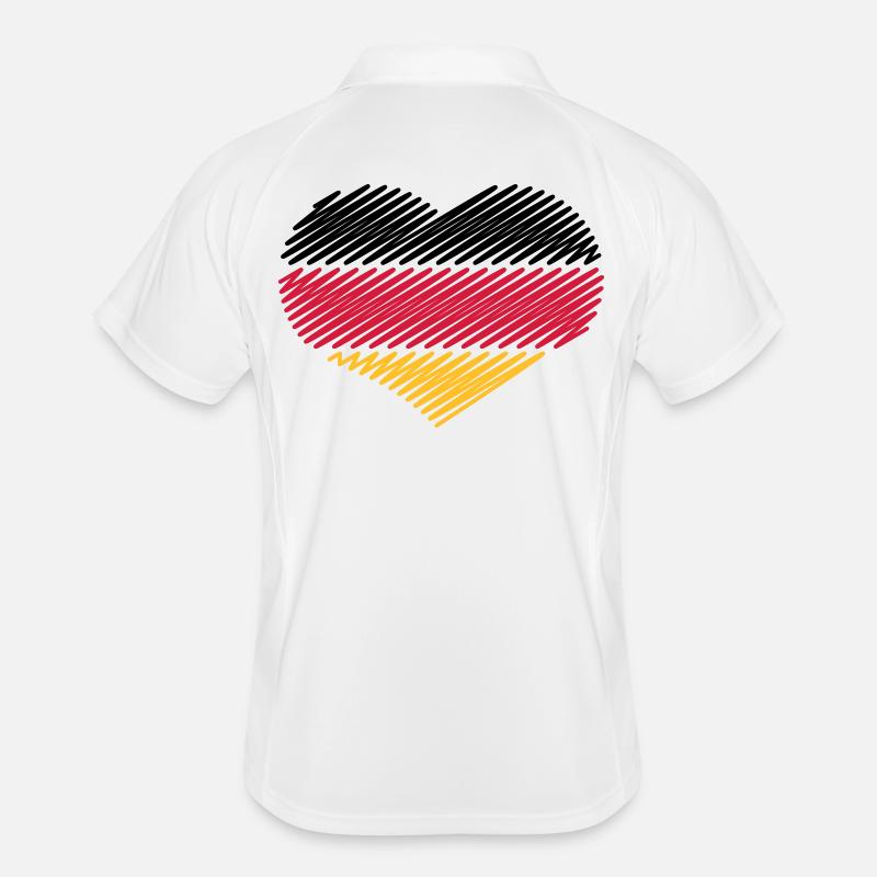 Heart Black Red Gold (Germany Flag Sketch) Men's Polo breathable