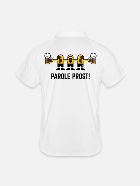 Parole Prost! (Bier / Biertrinker / 3C) - Männer Polo atmungsaktiv - Weiß/Navy - Hinten