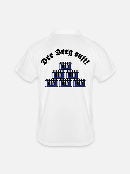 Der Berg Ruft! (Bier Bierkästen Bierkisten / Blau) - Männer Polo atmungsaktiv - Weiß/Navy - Hinten