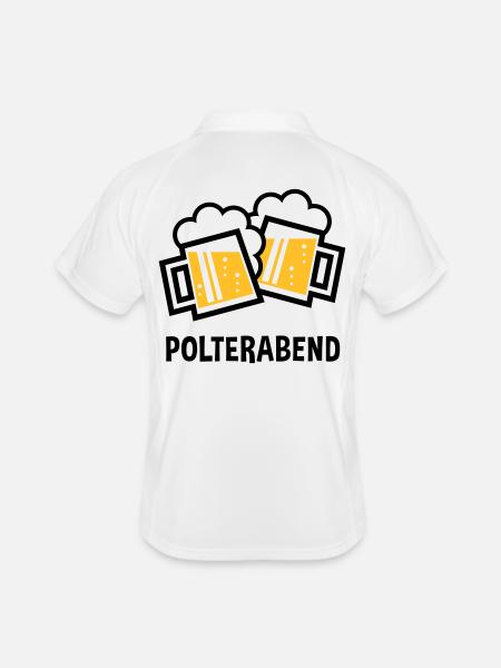 Polterabend (JGA Bier Bayrische Bierkrüge / 2C) - Männer Polo atmungsaktiv - Weiß/Navy - Hinten