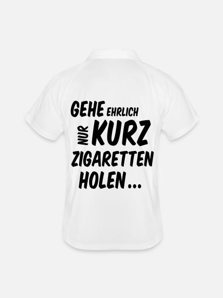 Spruch Gehe Ehrlich Nur Kurz Zigaretten Holen - Männer Polo atmungsaktiv - Weiß/Navy - Hinten