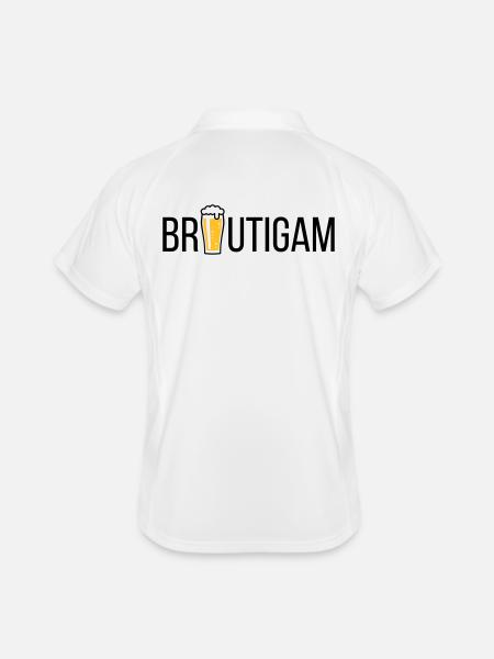 Bräutigam (Bier / Junggesellenabschied / POS) - Männer Polo atmungsaktiv - Weiß/Navy - Hinten