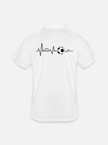 Soccer Fan Heartbeat Love Footballer EKG Funny - Men's Polo breathable - white/navy - Back