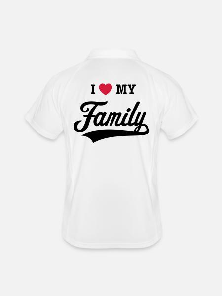 I Love My Family! (Ich Liebe Meine Familie! / 2C) - Männer Polo atmungsaktiv - Weiß/Navy - Hinten