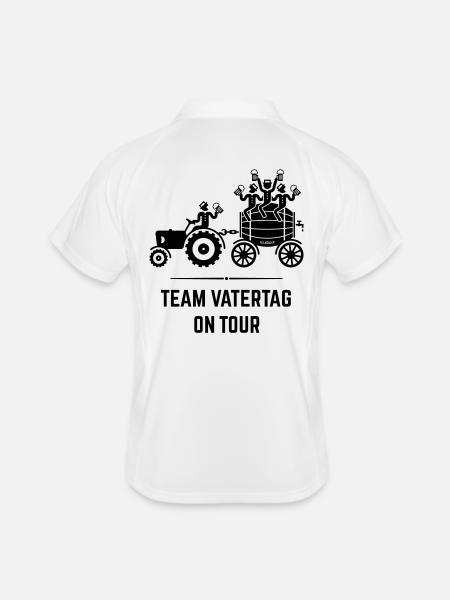 Team Vatertag On Tour (Trecker / Bierfass / Black) - Männer Polo atmungsaktiv - Weiß/Navy - Hinten
