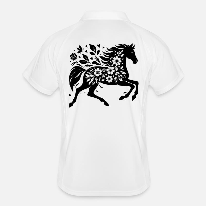 Fleurs De Silhouette De Cheval Polo respirant Homme