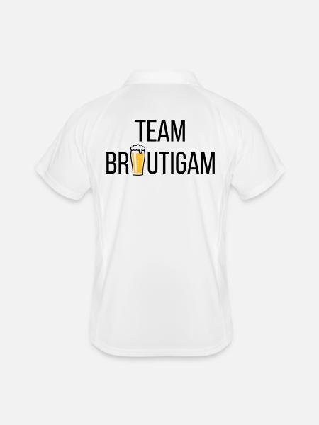 Team Bräutigam (Bier / Junggesellenabschied / POS) - Männer Polo atmungsaktiv - Weiß/Navy - Hinten