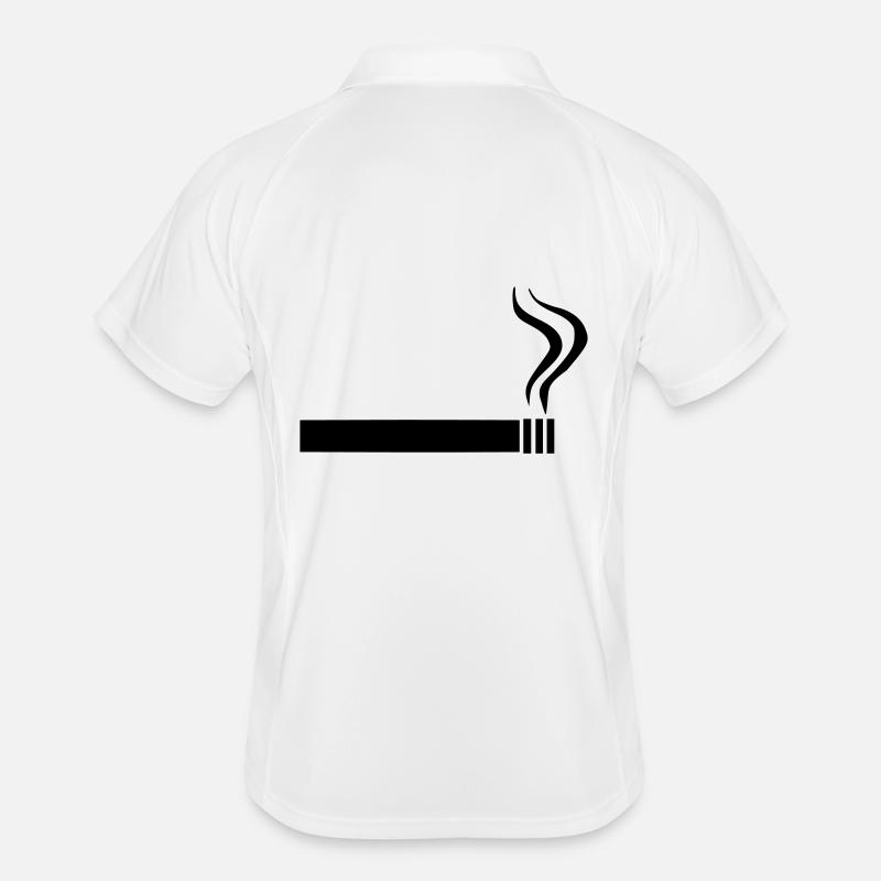 Zigarette - Rauchen - Männer Polo atmungsaktiv - Weiß/Navy