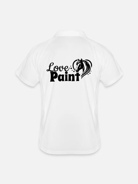 Paint Love Herz Pferdekopf - Männer Polo atmungsaktiv - Weiß/Navy - Hinten