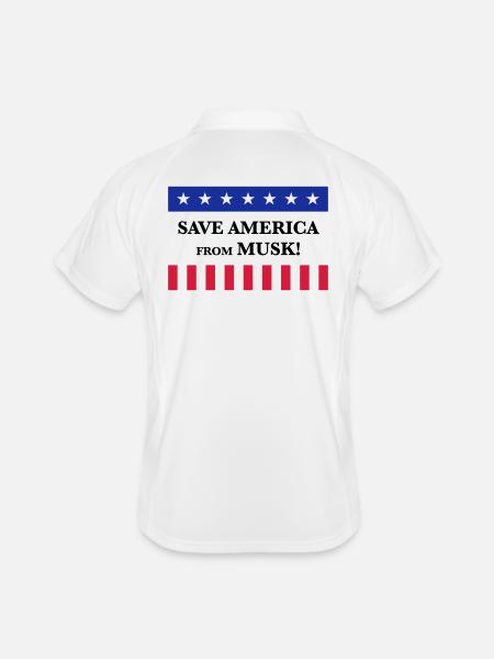 Save America From Musk! (USA) - Men's Polo breathable - white/navy - Back