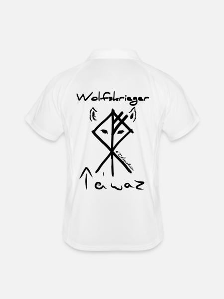 Wolf Teiwaz - Männer Polo atmungsaktiv - Weiß/Navy - Hinten