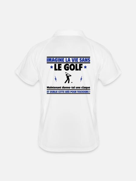 Imagine la vie sans golf, oublie cette idée - Polo respirant Homme - blanc/marine - Dos